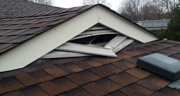 Raccoons damaged this gable vent to get inside the attic