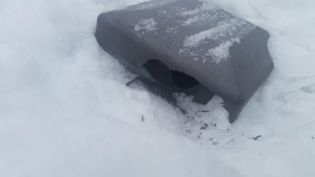 From the outside: Squirrel chewing on a roof vent