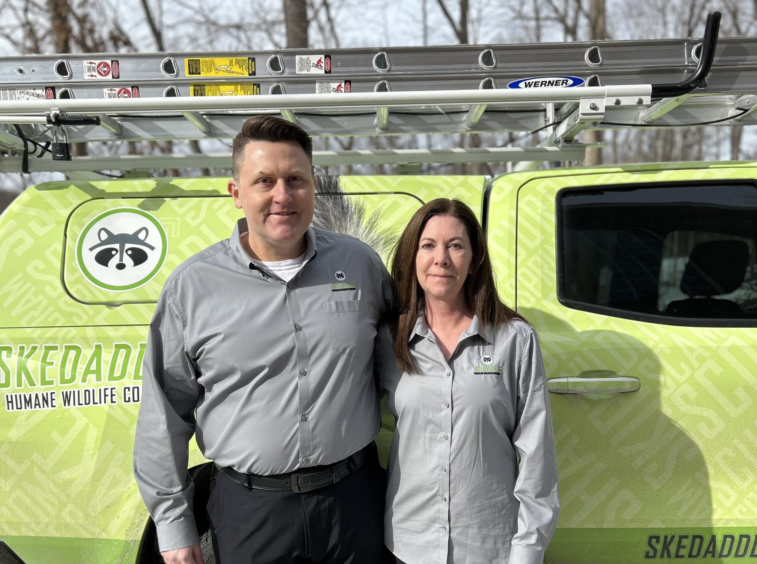 Columbus Geoff and kara skedaddle truck skedaddle humane wildlife control January 2025