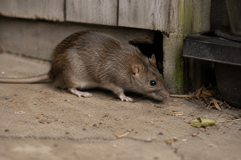 rat sniffing by wall